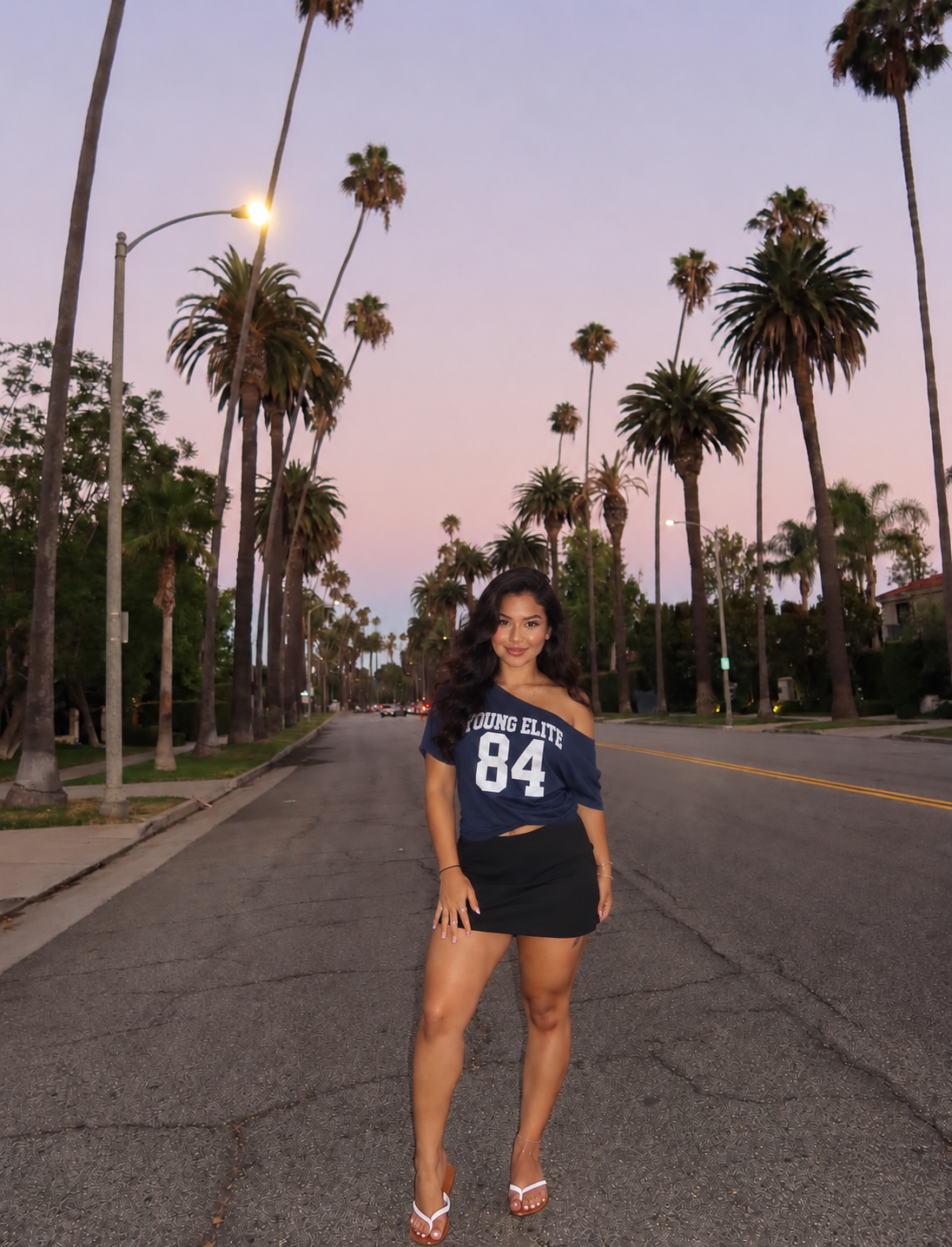 “84” one shoulder, oversize tee