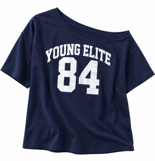“84” one shoulder, oversize tee