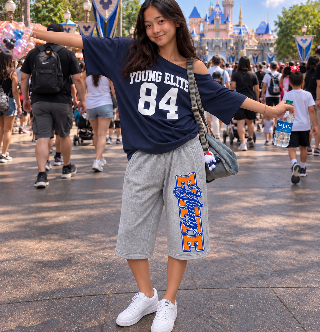 “84” one shoulder, oversize tee