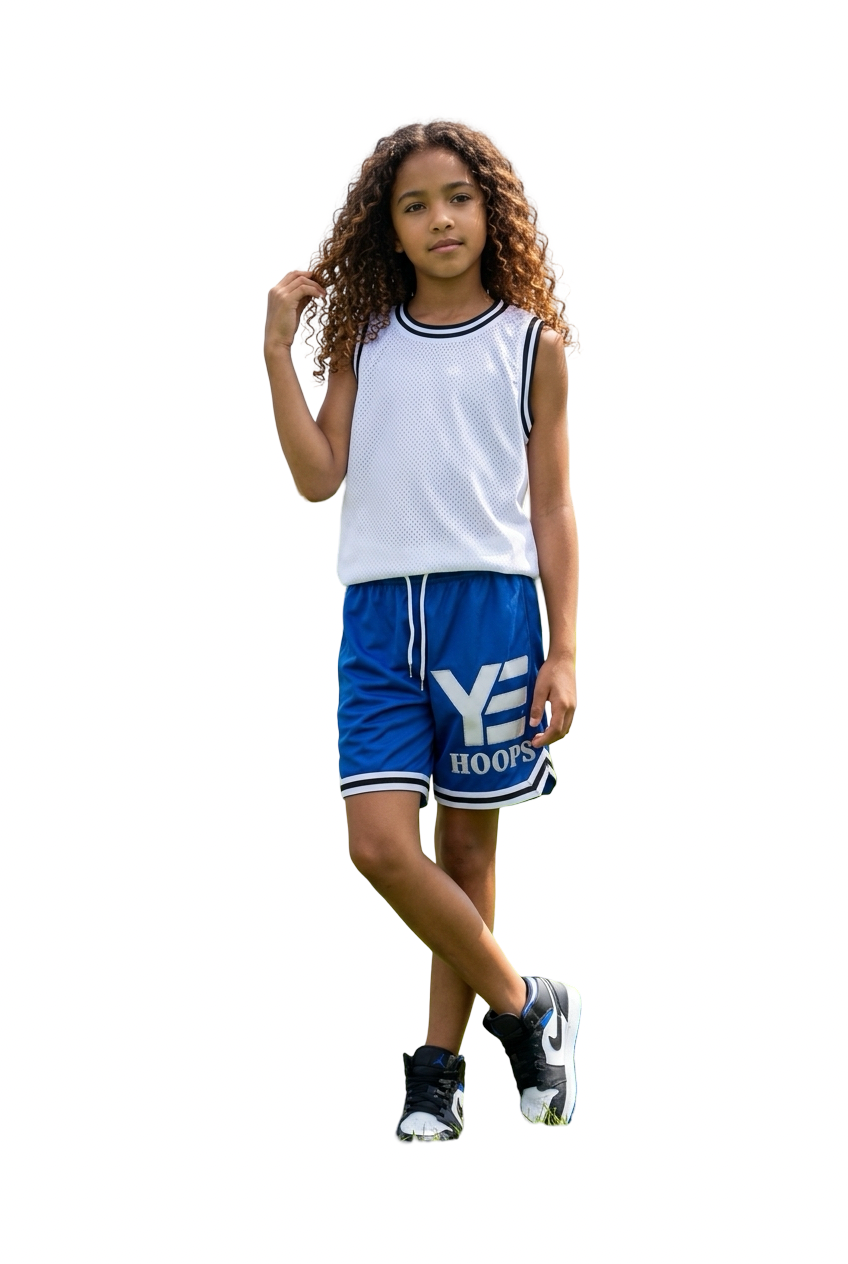 “Volume 1” basketball shorts (Blu&Wht)