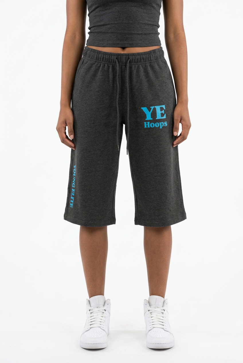 “YE Hoop” cropped hooper sweats (light Blu&Dark Grey)