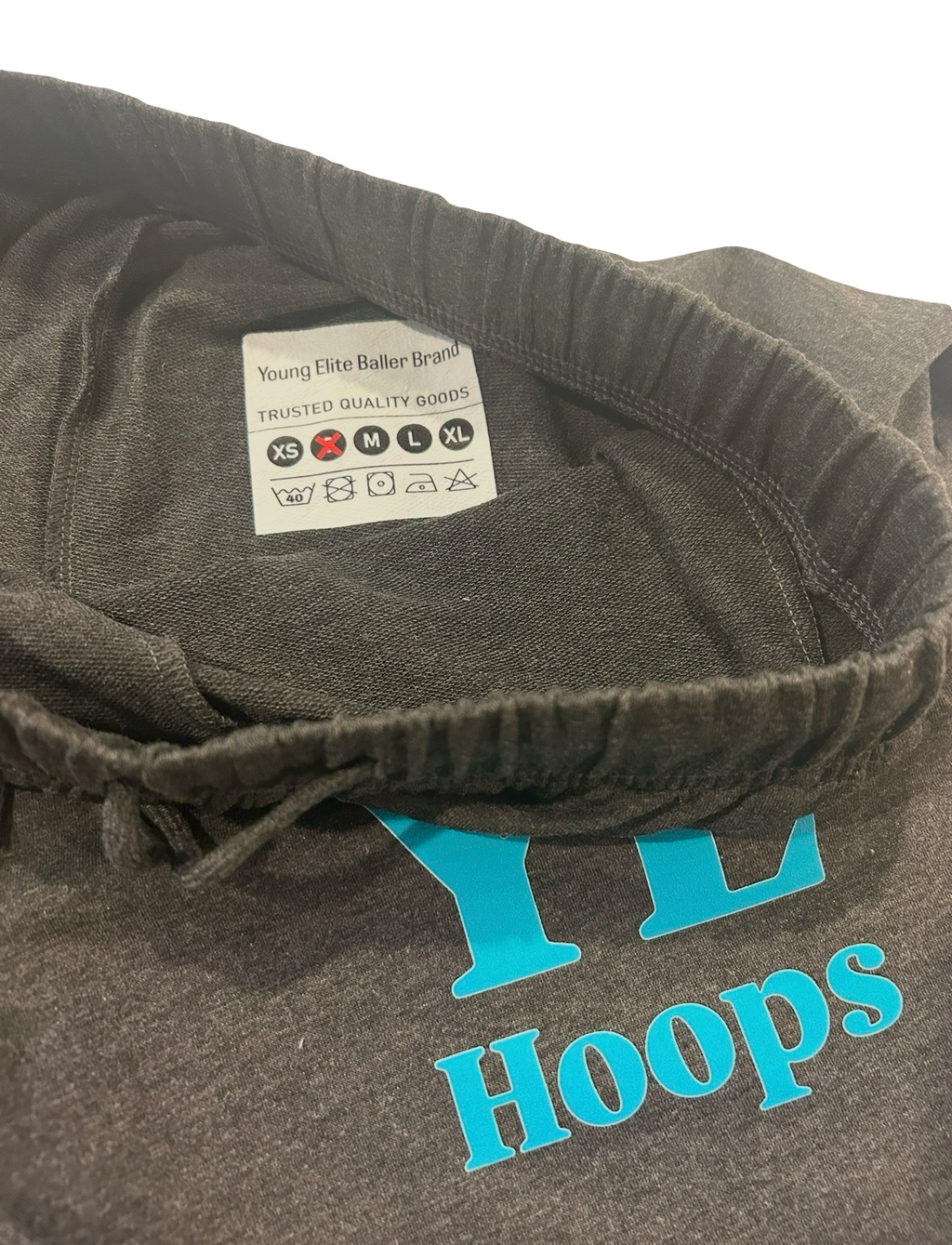 “YE Hoop” cropped hooper sweats (light Blu&Dark Grey)